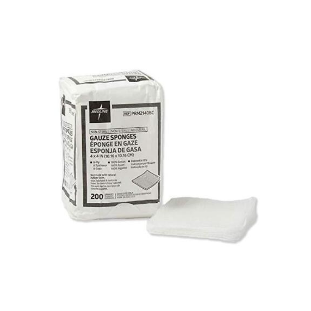 Medline Gauze Sponges (200/Pack, 4x4”, 8-Ply
